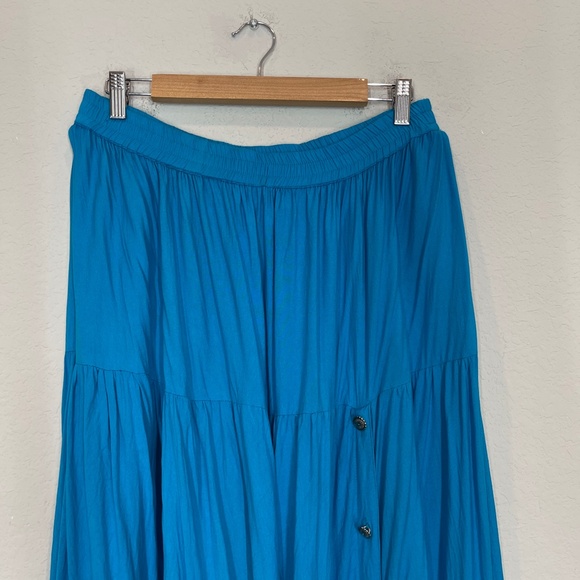 Crazy Cowgirl Maxi Skirt Womens M Blue Tiered Button Western Rodeo - Picture 2 of 9
